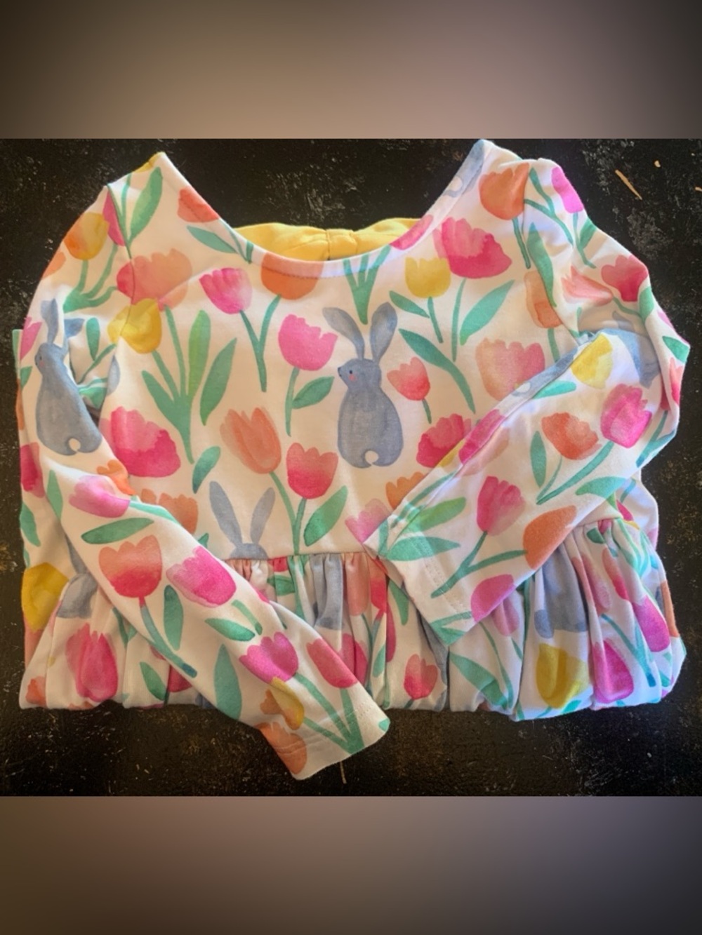 Little Sleepies White Floral Bunny Long Sleeve Dress - Pink Yellow Green Blue